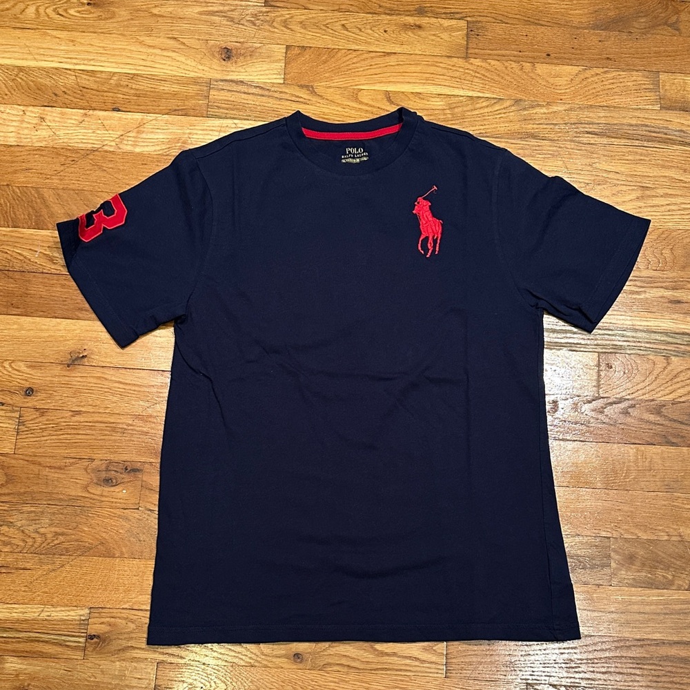 Polo by Ralph Lauren Men's Dark Blue Tee (Kids XL)